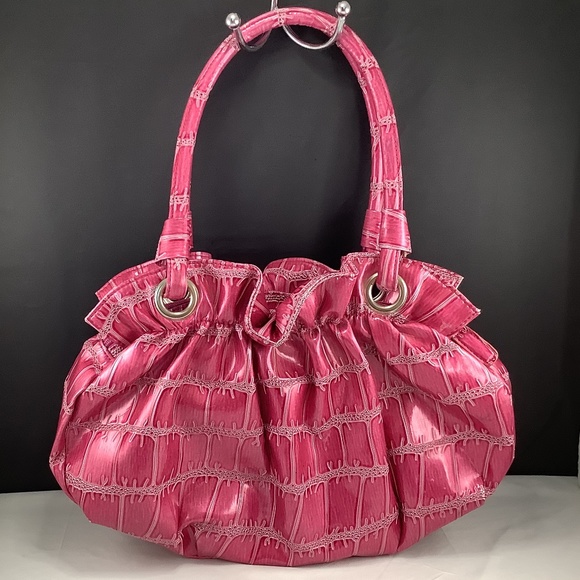 Womens Pink Faux Reptile Patent Leather Hobo Bag - Picture 3 of 12